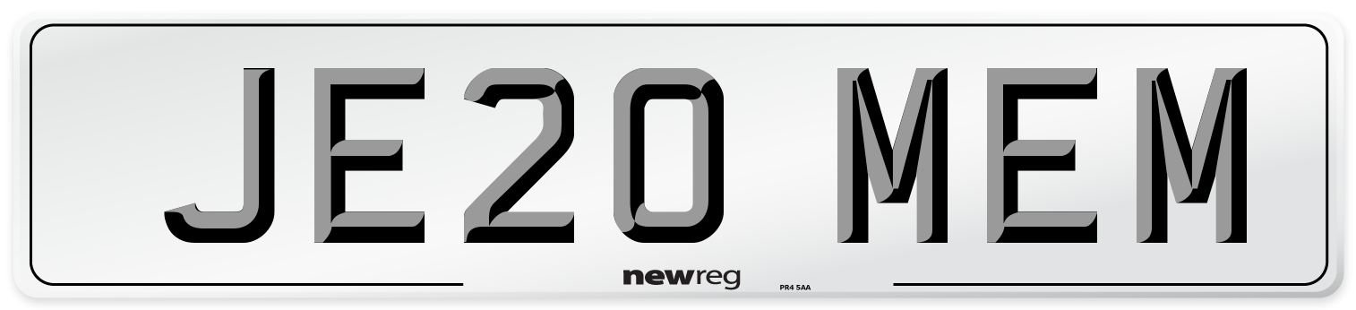 JE20 MEM Number Plate from New Reg